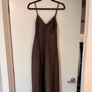 Zara Chocolate Brown Satin Dress